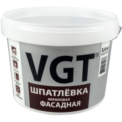 Шпатлевка VGT акриловая фасадная 3,6 кг