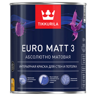 Краска интерьерная Tikkurila Euro Matt 3 база А 0,9 л